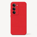 Xiaomi Redmi Shockproof case in bright red liquid silicone with a smooth matte finish and raised triple-camera edge