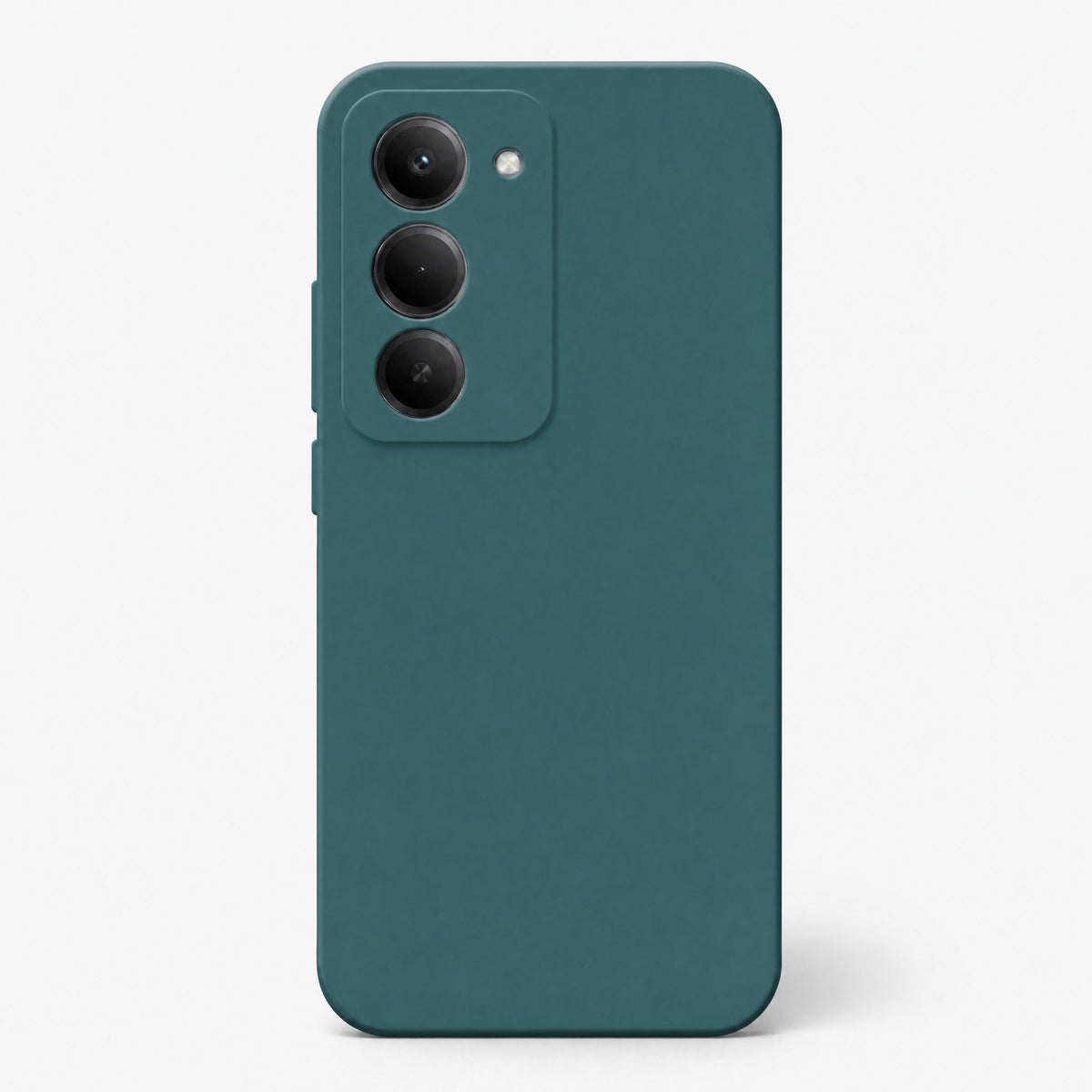 Xiaomi Redmi Shockproof silicone case in deep teal with a smooth matte finish and raised triple-camera opening
