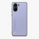 Xiaomi Sleek Leather Look Case in light purple with a fine textured finish, black raised edges and a silver circular accent