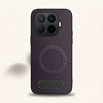 Xiaomi Textured Magnetic Bracket Phone Case in dark purple and black with a crosshatch finish, circular ring and kickstand